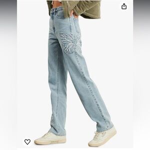Pacsun Butterfly Patch 90s Boyfriend Jeans